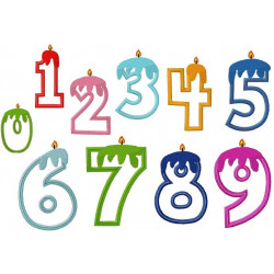 Stickserie - Wachszahlen - Zahlen als Kerze